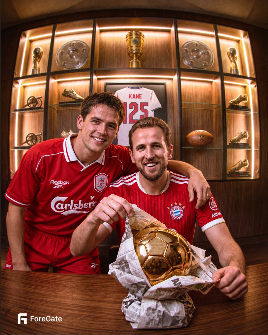 Fore_Gate's tweet photo. BREAKING: HARRY KANE CLAIMS THE 2026 BALLON D’OR 🏆

A 25-year wait ends. Kane becomes the first Englishman to take home the award since @themichaelowen in 2001 🏴󠁧󠁢󠁥󠁮󠁧󠁿

#balloondor #KaneBallonDor #michaelowen #ForeGate https://t.co/mXlNqmvsid