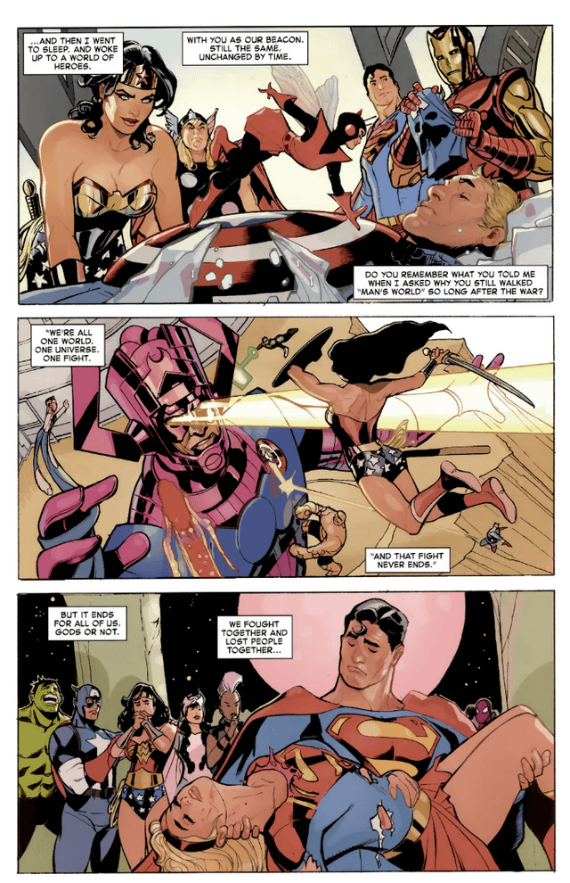 GabrielBenton10's tweet photo. Thank you comicpop for getting Chip Zdarsky to talk about the creative process of Captain America and Wonder Woman, this Montage of Marvel and DC coexisting means the world to me.
"I'm dying and the only thing that makes me sad is seeing all the universes where we never met"😭 https://t.co/3aQhKZRfQ9