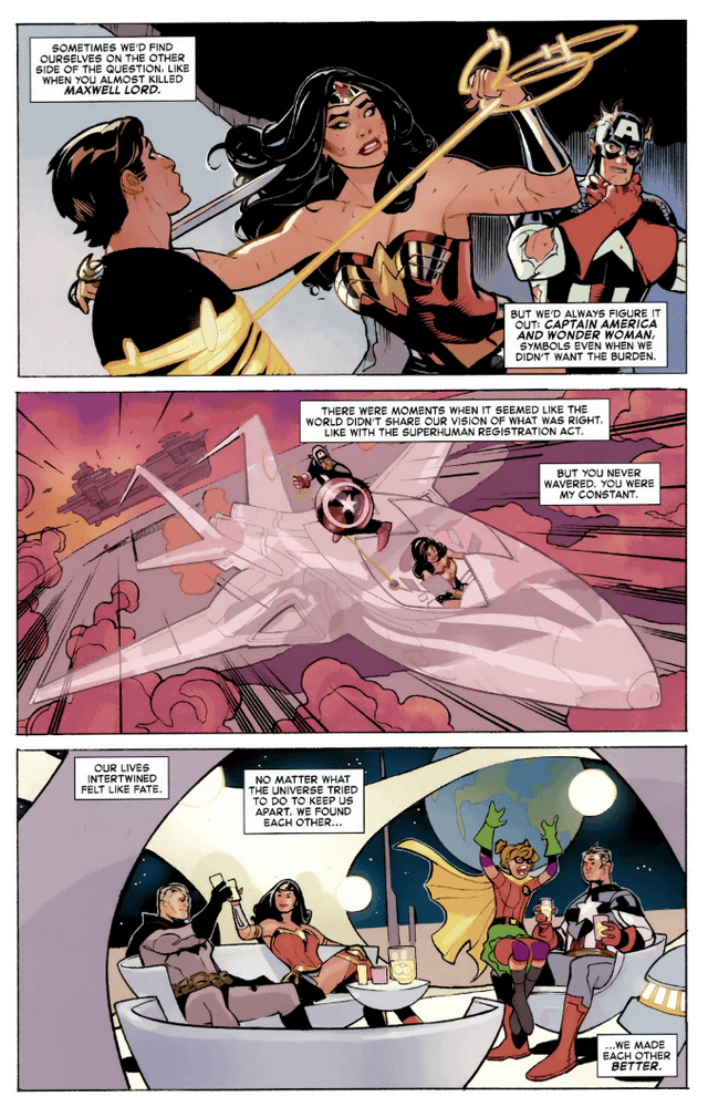 GabrielBenton10's tweet photo. Thank you comicpop for getting Chip Zdarsky to talk about the creative process of Captain America and Wonder Woman, this Montage of Marvel and DC coexisting means the world to me.
"I'm dying and the only thing that makes me sad is seeing all the universes where we never met"😭 https://t.co/3aQhKZRfQ9