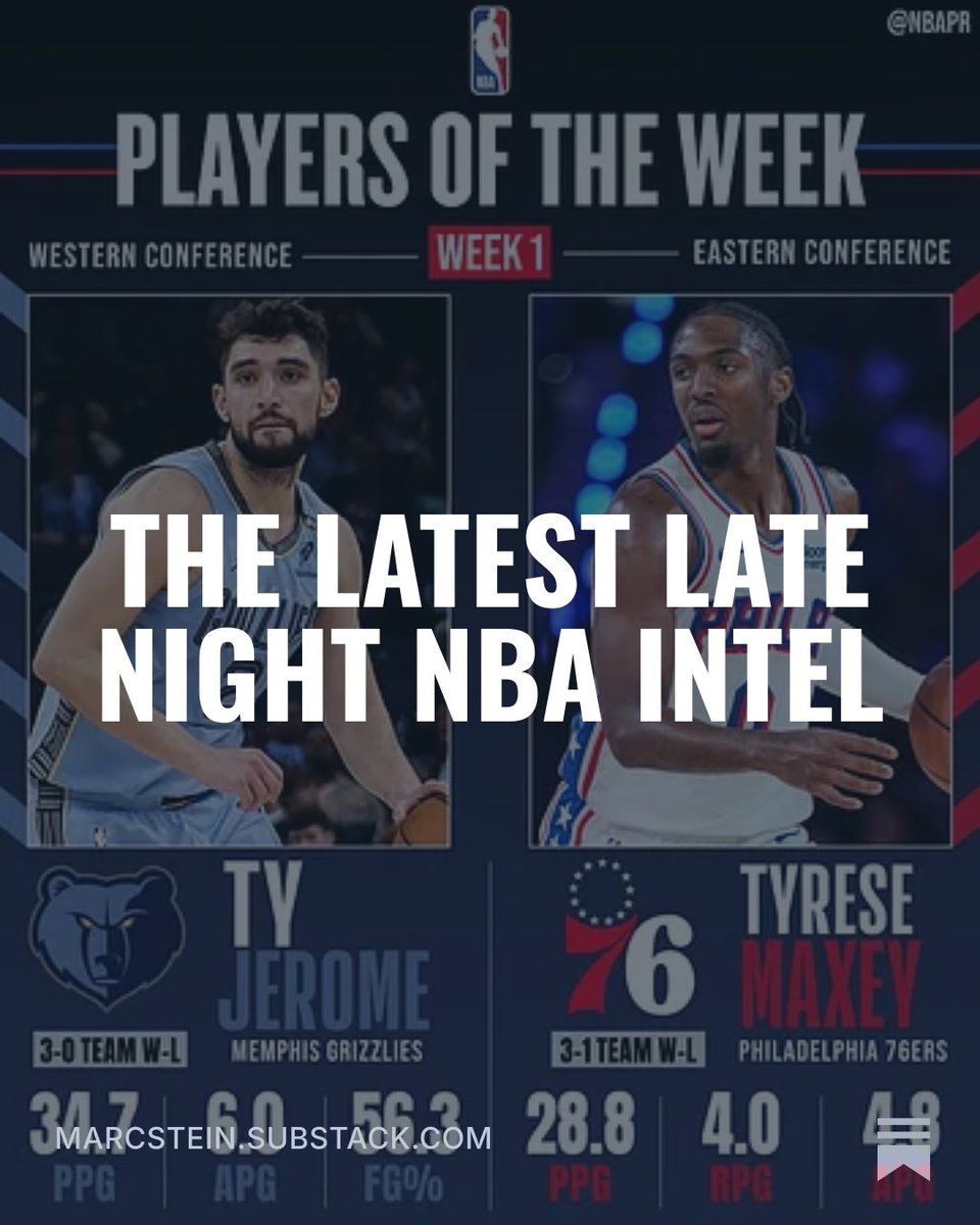 TheSteinLine's tweet photo. The latest Late Night NBA Intel from @JakeLFischer and me is here.

Lots to share from the NBA grapevine. Dive in with us.

Full story: https://t.co/KEdfJvAMJB https://t.co/LgCOlpSFO6