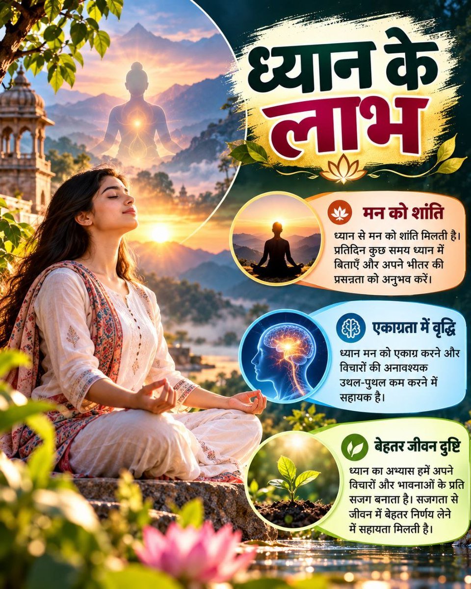 SanjayRawate01's tweet photo. @Asharamjiashram ध्यान का अभ्यास हमें अपने विचारों और आदतों के प्रति जागरूक रहने में मदद कर सकता है। ब्रह्ममुहूर्त में कुछ देर शांत बैठें,अपने इष्ट का स्मरण करें और दिनभर सदाचार का पालन करने का संकल्प लें।Sant Shri Asaram ji bapu की प्रेरणा से Dhyan Ke Labh समझें और #BrahmaMuhurta में साधना करें। https://t.co/7gaCalwheV