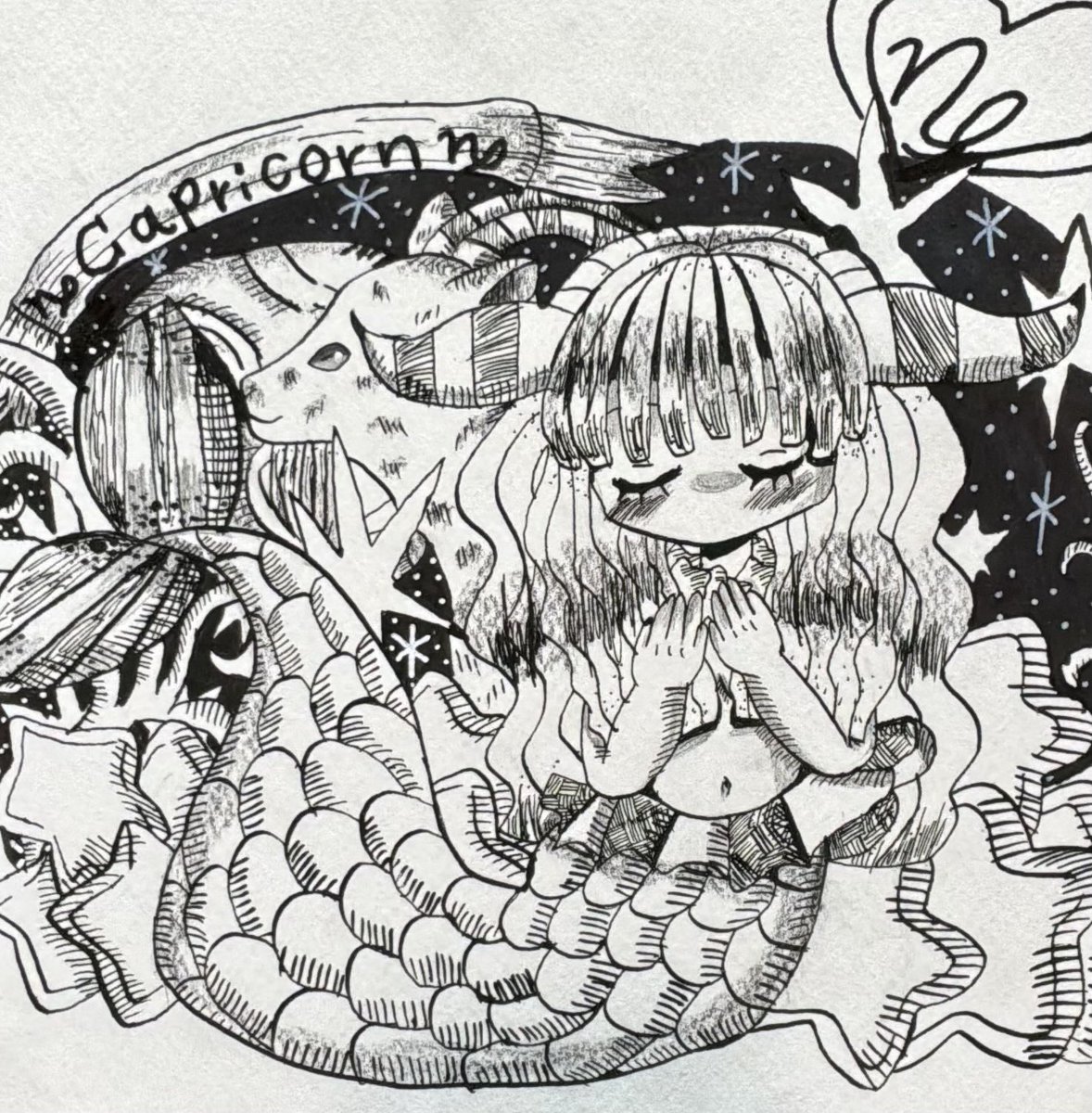 ichigoMars2525's tweet photo. 山羊座の人魚🧜‍♀️♑️
#山羊座
 #アナログ画 https://t.co/bp1NzjX8bP