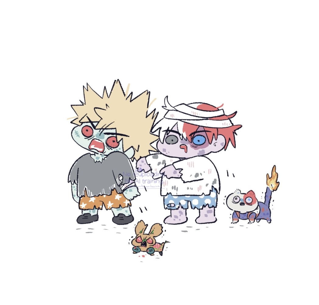 houwahouwahouwa's tweet photo. 改めてインテお疲れ様でした🙇‍♀️お立ち寄りくださった方、話してくださった方、本当にありがとうございました！🙇‍♀️
インテの差し入れでつけてたイラストです🙇‍♀️

みんなで徹底的にぞんびごっこ https://t.co/ydVw58fixj