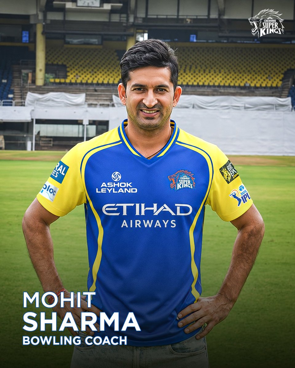 ChennaiIPL's tweet photo. Once a Super King. Now ready to shape the next generation! 💛

From his IPL debut in Yellow in 2013 to winning the Purple Cap in 2014, Mohit Sharma has given us plenty of reasons to whistle with his masterful slower deliveries and variations!

Welcome home, Mohit! 🦁

#WhistlePodu #Yellove
