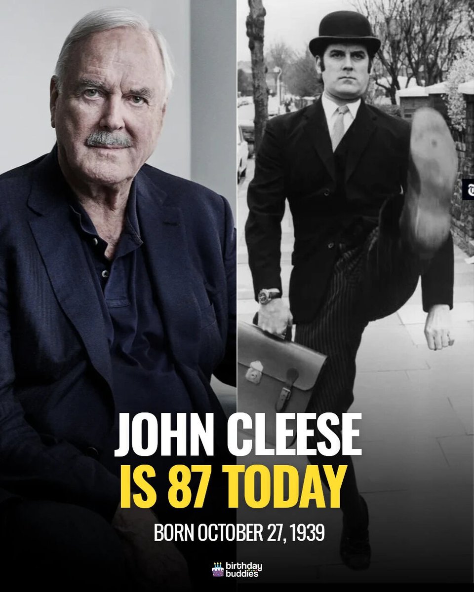 BirthdayBuds's tweet photo. 🎂 Happy 87th Birthday to John Cleese! 🎉 From razor-sharp wit to legendary comedy, the Monty Python icon has spent decades making the world laugh. Here’s to the man who proved that silly can be seriously brilliant! ����😂 👉 https://t.co/px2EsD3tJc 🎈 https://t.co/3VISGiQR95