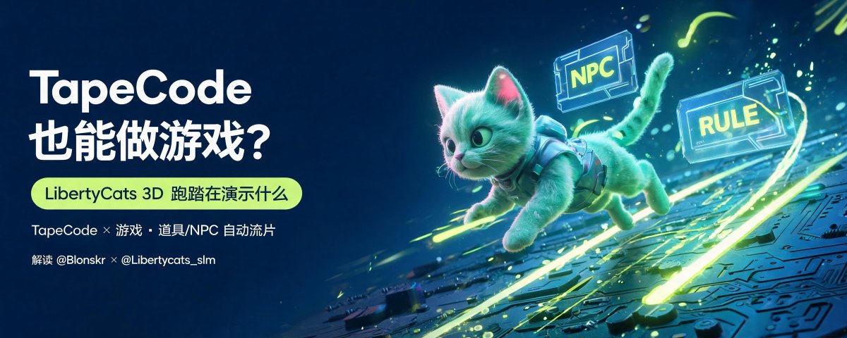 TapeCode 也能做游戏?LibertyCats 3D 跑酷在演示什么