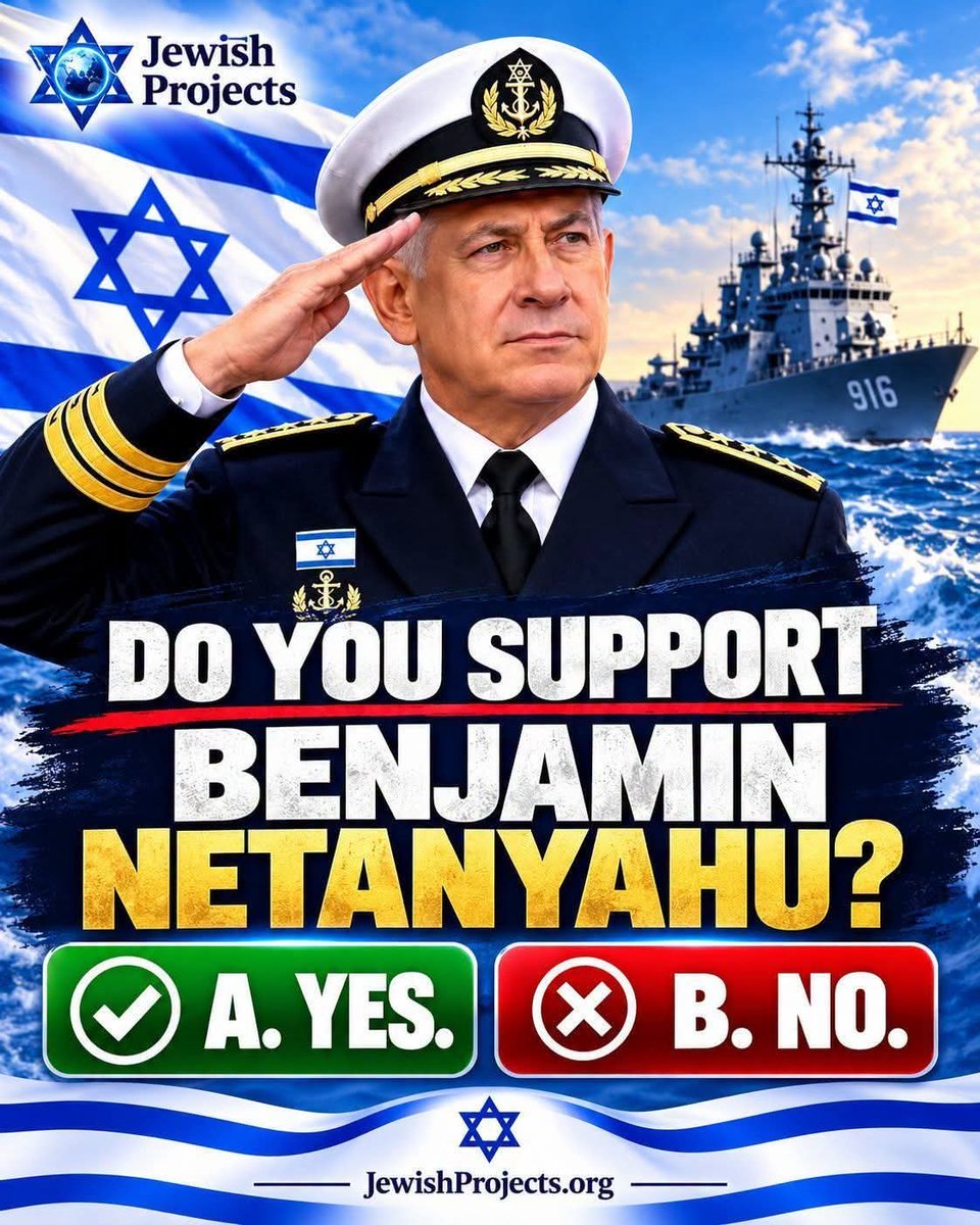 sumna755's tweet photo. DO YOU SUPPORT Benjamin Netanyahu? 
A. YES. B. NO. Comment your vote below. 👇 https://t.co/0yTPr1nKlg