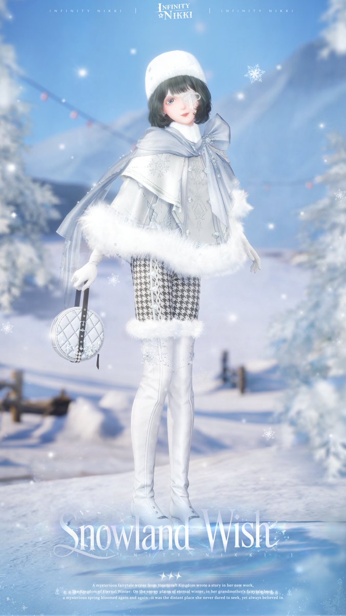InfinityNikkiEN's tweet photo. ♾️Version 2.11 "Tales Woven in Time" | Limited-Time Cumulative Top-Up Rewards Event: Snowfall Serenade

❄ Event Duration
After the Version 2.11 update on October 29, 2026 – November 26, 2026, 10:29 (UTC-7)

❄ Rules
During the "Snowfall Serenade" event, eligible purchases grant Lingering Snow. When your Lingering Snow reaches certain targets, you can unlock rewards, including up to 1,710 Diamonds, the 3-star outfit Snowland Wish, and the decoration Waverider Swing Boat.

❄ How to Gain Lingering Snow
● Purchase Monthly Gifts or Weekly Gains privileges; purchase Distant Anthem or Miracle Epic privileges.
● Purchase in-game packs and items available in the Store (excluding those that can be bought with Stellarites or Diamonds).
● Purchase Stellarites (Only real-money purchases of Stellarites are counted. Ordinary spending of Stellarites or Diamonds will not be tracked).

❄ How to Gain and Use Past Wish
● After reaching a certain reward tier, you can repeatedly claim the limited-time item Past Wish based on the Lingering Snow earned beyond that tier. Past Wish can be exchanged for rewards in Bookbound Treasures.
● Past Wish will be automatically reclaimed when the "Snowfall Serenade" event ends, so be sure to exchange it for rewards in time.
● Bookbound Treasures is only open during the "Snowfall Serenade" event.

Note: The event will begin after the maintenance. Any purchases made during the maintenance period will not count toward this event.

——
➤ Infinity Nikki Version 2.11 Tales Woven in Time launches globally on October 29 (UTC-7)!
➤ Download Now: https://t.co/soaPebzlY9
➤ Join us on Discord: https://t.co/QvZPw1gJOV
#InfinityNikki
#TalesWoveninTime