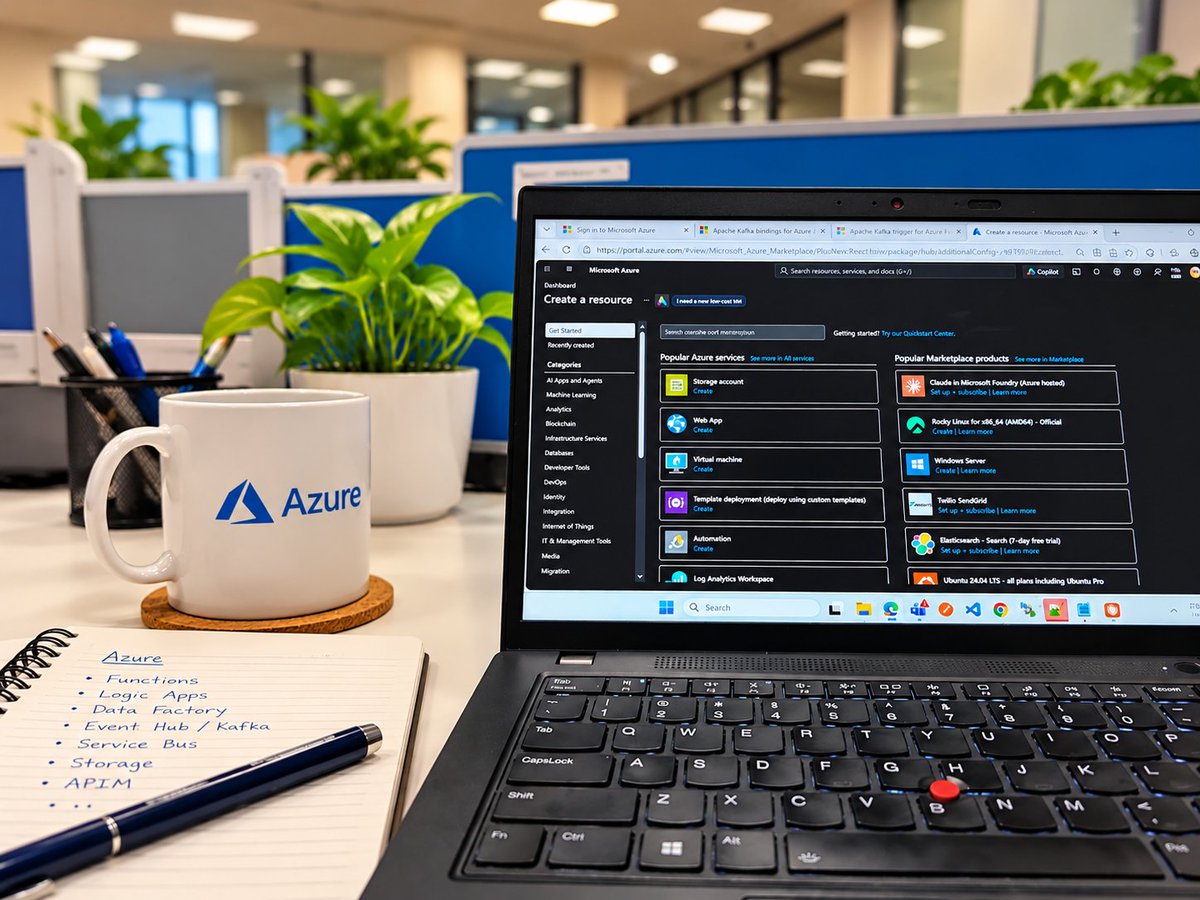 Ramya_Verse's tweet photo. ☀️ GOOD MORNING, AZURE DEVELOPERS! ☁️💻

☕ Coffee ready. Laptop open. Azure portal loaded. Let’s build something amazing! 🚀

From Azure Functions to Logic Apps, Data Factory to Event Hubs, every day is another opportunity to solve a problem and learn something new.

The cloud never stops evolving. Neither should we. 💙

👨‍💻 Azure developers, what are you working on today?

🔹 Azure Functions
🔹 Logic Apps
🔹 Data Factory/Databricks 
🔹 Event Hubs / Kafka
🔹 Something else?

Drop your tech stack below 👇 Let's connect and learn together!

#Azure #AzureDeveloper #CloudComputing #100DaysOfCode