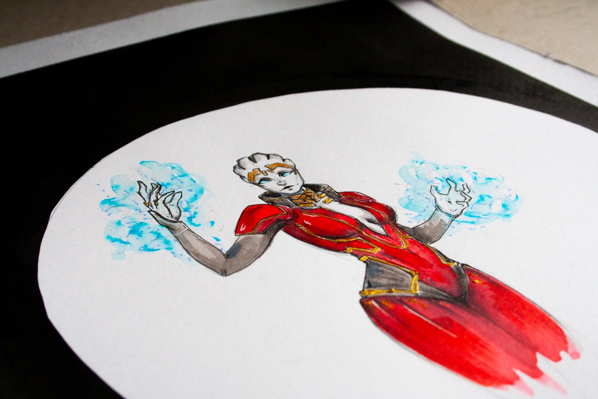 ShayaFury's tweet photo. Day 19 - Samara a.k.a @rana_mary 
"Only your actions will be remembered. May you choose them well."
For this one I used highly quality Indian ink, gold acrylic paint, ink pen, markers on high quality paper.
I hope you like it! #masseffectlives @masseffect #noai #savemasseffect https://t.co/TxoFkgk94k