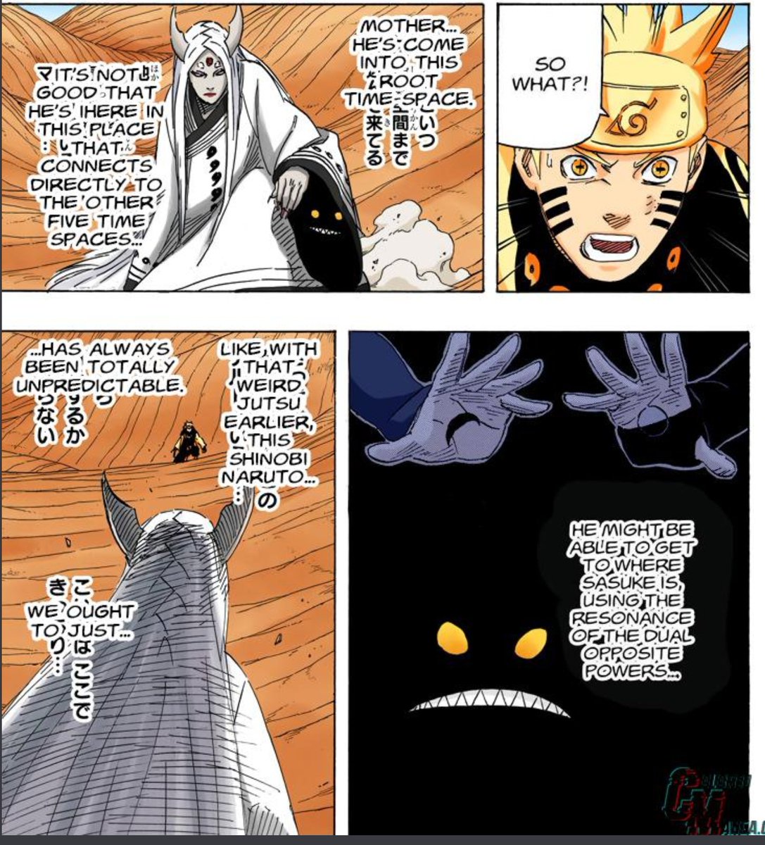 cromistengeus's tweet photo. @janky_ase @joe80044008 @PrinceKnowsBall @7HonensYushI portals exist to link detached spaces, that's why obito needed massive chakra just to open one in ch 683. and look at the panel from ch 684, zetsu calls her root time-space the hub that connects to the other five, not earth https://t.co/cknB2WtHvl