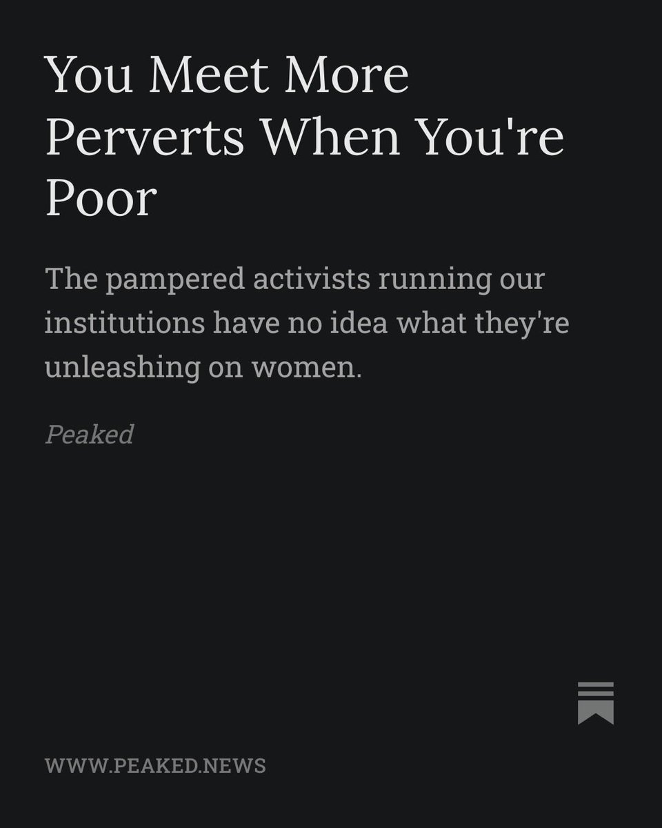 sexrealitybites's tweet photo. When people say gender identity ideology is a luxury belief, this is what they mean.

In this short but mighty powerful article, @RoisinMichaux talks about what is seldom spoken about—what women and girls face from men, how much that can depend on where we live and how we grow up, and why we need separation, even in the smallest ways.

https://t.co/kntqWHhimu