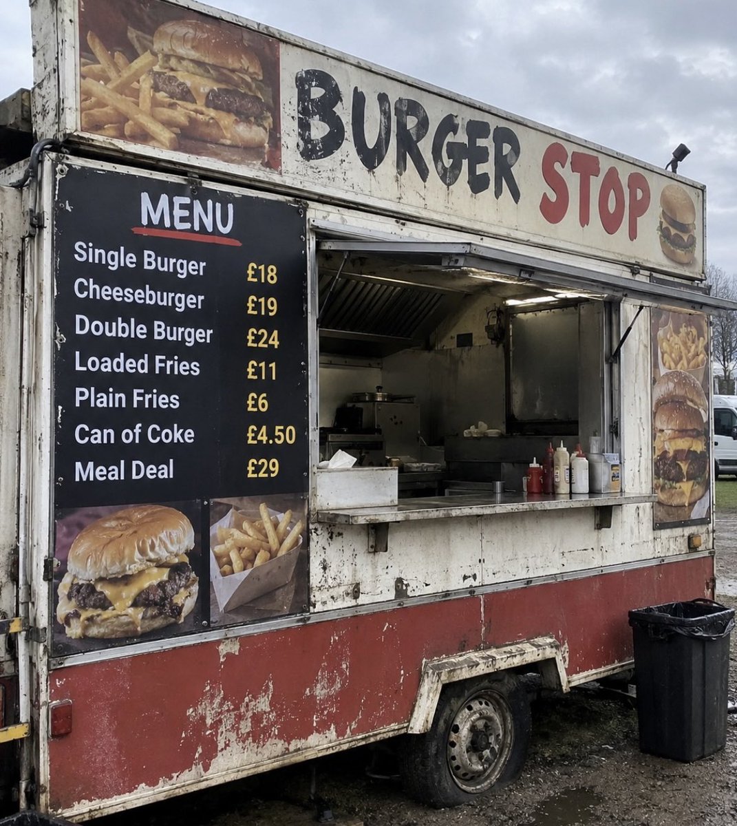 BritianUnfva's tweet photo. Is this the going rate for burger vans at the minute 

One of our followers has sent this in late yesterday evening 😮 

Surely can’t be real pricing? https://t.co/TKYMp5ZB1m