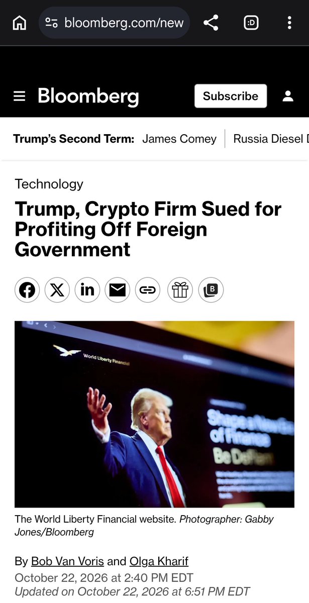 Fly_Sistah's tweet photo. A new lawsuit accuses Trump &amp; World Liberty Financial of "corruptly profiting" off over $2 billion in digital currency-related deals &amp; "illegal foreign emoluments" involving World Liberty &amp; Sheikh Tahnoon bin Zayed Al Nahyan, national security advisor to the United Arab Emirates. https://t.co/cOv1yXRcaB