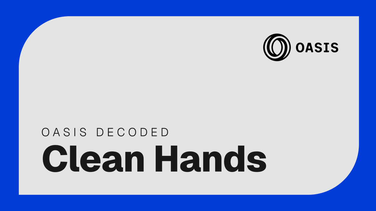 OasisProtocol's tweet photo. 1/ Decoded: clean hands.

On a public blockchain, proving your funds are clean usually means showing where they came from, and that puts your whole financial history on display. https://t.co/5n3C5bhNw6