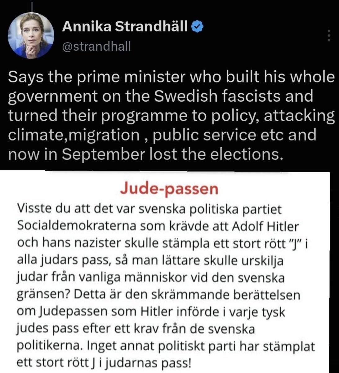 joeberlin53's tweet photo. Hej Annika!!!
Det är dags att lära sig socialdemokratisk historia. https://t.co/T0Y7AyC7Dw
