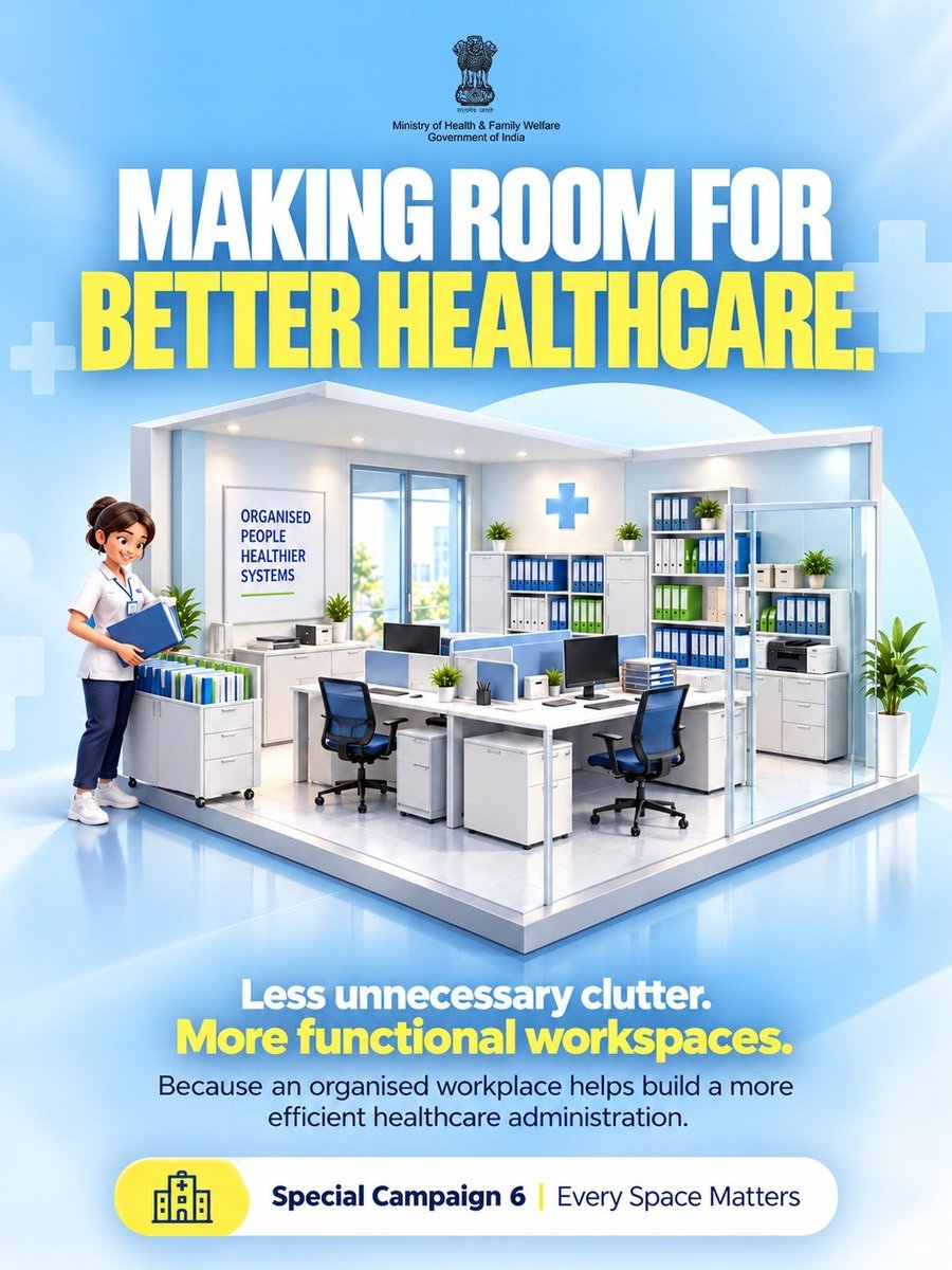 RHTCdelhi's tweet photo. MAKING ROOM FOR BETTER HEALTHCARE
#SpecialCampaign6 promotes decluttering, removal of unserviceable materials and better space utilisation across healthcare institutions, creating organised workplaces, smoother workflows and efficient administration
#SafaiMeinBhalai #CleanToCare https://t.co/GHNWorbYEE