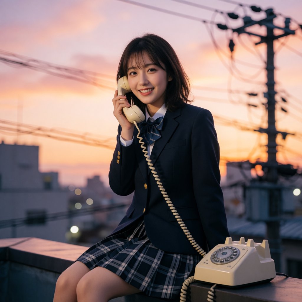FrameTheoryLab's tweet photo. 【現地リポート！】

本日2026年10月23日は「電信電話記念日」です！

今、私はレトロな電話機が並ぶカフェの前にいます。

見てください、
制服ファッションに身を包んだギャルたちが、
まるでアイドルのような輝きで古い受話器を
手に取っているんです！

MCも驚くような光景ですね。

かつての通信技術に思いを馳せつつ、
最新のSNSと歴史の交差を感じる
特別な一日を共に楽しみましょう！
#電信電話記念日 #レトロ文化 #街角レポート