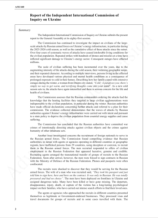 GicAriana's tweet photo. "Russian authorities committed crimes against humanity through attacks on Ukraine’s energy infrastructure and trafficked foreign nationals to fight with their armed forces in Ukraine; UN Commission of Inquiry."
https://t.co/PiCW3ApjqA https://t.co/ZnS2kXwPEm