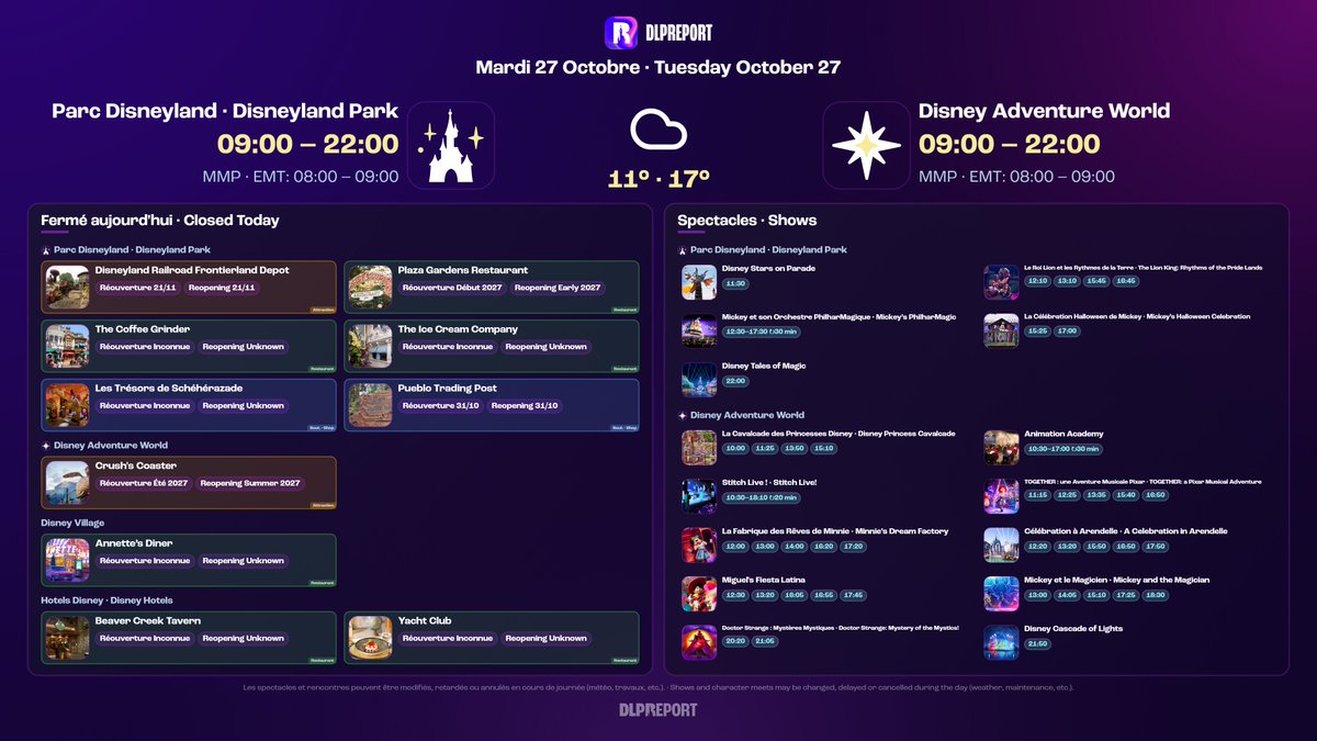DLPReport's tweet photo. 🗓️ Today at Disneyland Paris: October 27, 2026 https://t.co/jtDbiKbscj