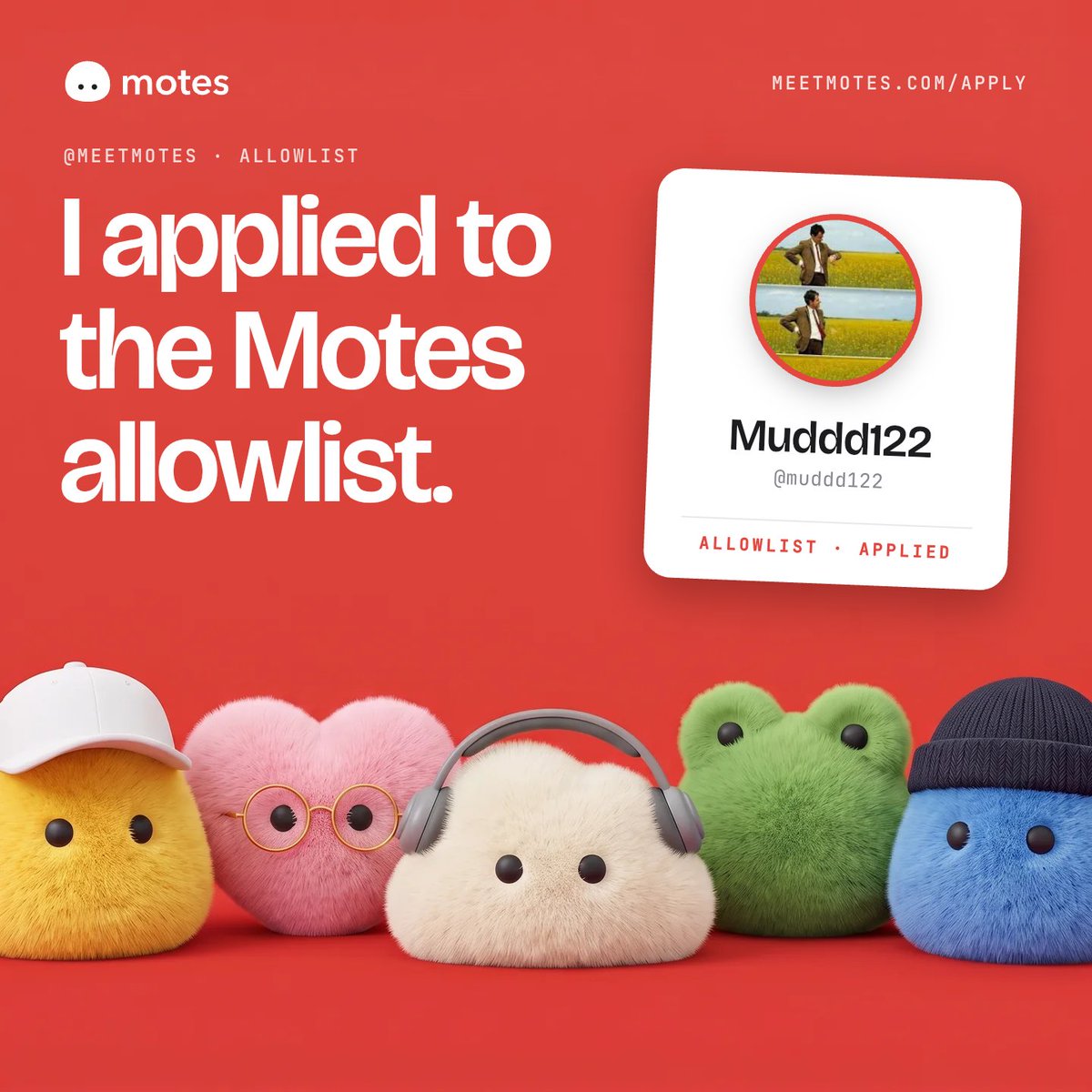 muddd122's tweet photo. @meetmotes just joined  allowlist https://t.co/Y6jmq52Vig