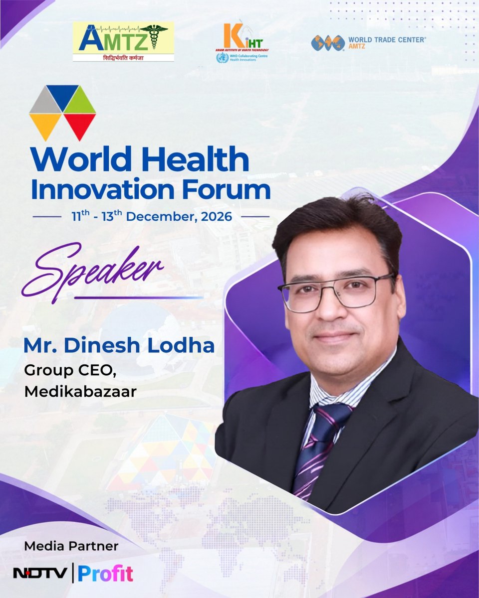 W_H_I_F's tweet photo. Hear from Mr. Dinesh Lodha, Group CEO, @Medikabazaar , at #WHIF2026.

With 20+ years of leadership across #MedTech, healthcare and #FMCG, he has led business transformation, accelerated growth, and driven innovation at organizations including Healthium, TI Medical, GE Healthcare and Samsung.

📅 December 11–13, 2026
📍 AMTZ, Vizag 

🔗 Register: https://t.co/XVXzxbKYYK

#WHIF2026 #MedTech #HealthcareLeadership #HealthcareInnovation #AMTZ