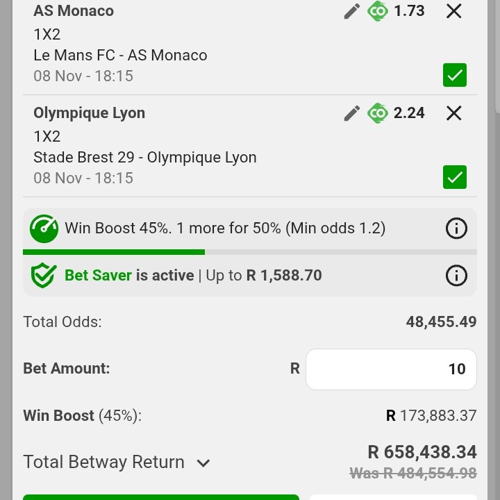 Janekvt's tweet photo. 23-fold 1X2 slip [Serie A, Ligue 1, LaLiga]
Odds: 48,455.49
Code: BW7D6B92BA
Kick-off 21:45
30-fold Over 2.5 Goals slip [England League One, League Two, National League &amp; more]
Odds: 97,336.31
Code: BW7D77B66F
Kick-off 21:45
Enough said. 🤯⚽️ #Betway https://t.co/Mzm5wbHYwt