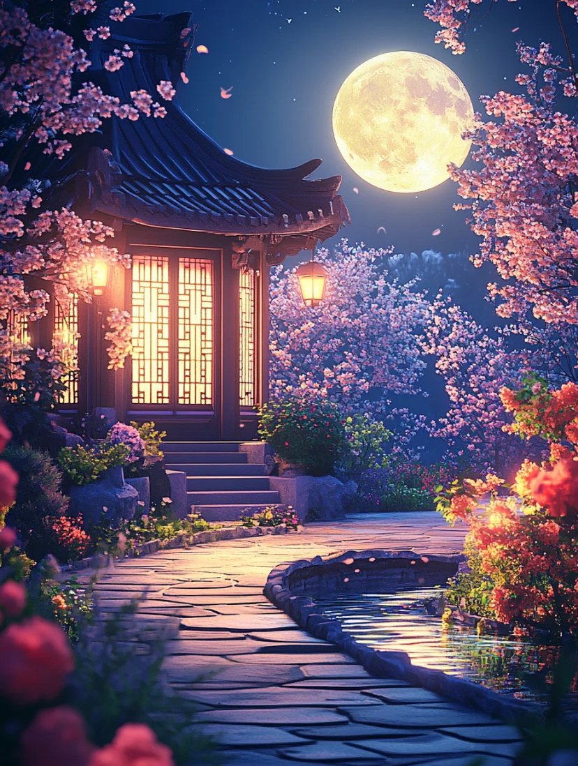 _naontu's tweet photo. 影と碳の壁が豪奢な厥の庭を包み込む夜、静かな時間が流れてい���。 https://t.co/tQUJRp6ftV