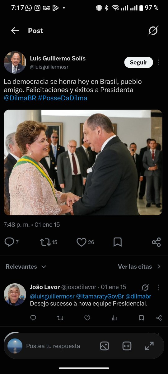 YuniSolimi's tweet photo. @MjfJorge @CRcancilleria Y vea que no lo digo de a huevo lit hasta parecen un copi pega las 4 administraciónes con el tema de felicitar a brasil ya porque de abajo nada ni un reportaje ni una conferencia nada todo se lo dejaban a la embajada https://t.co/vWGMkAgE83
