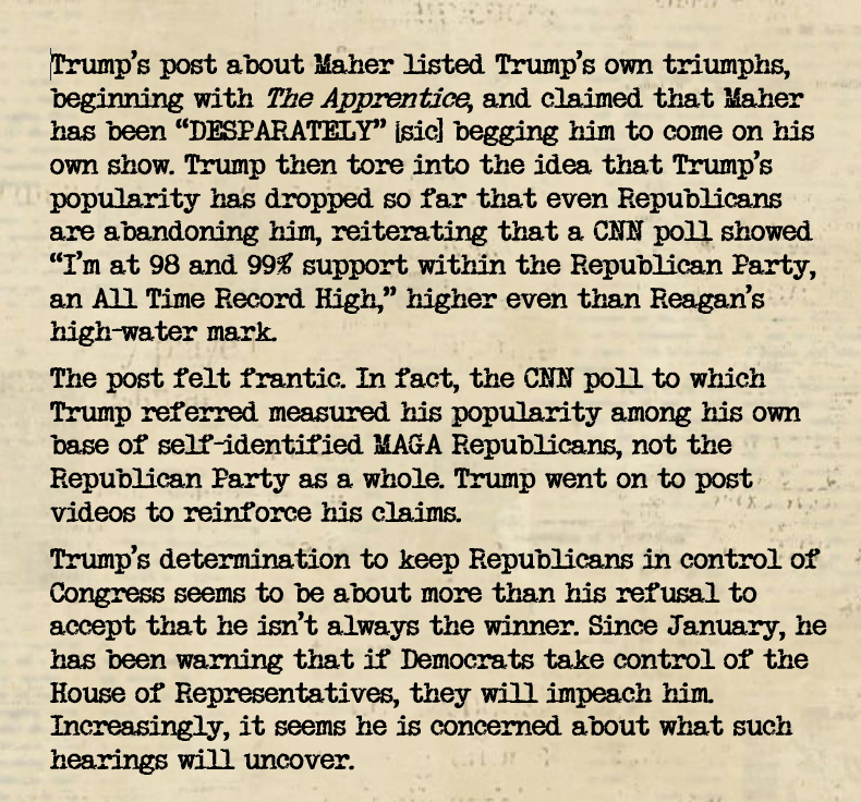PetRep's tweet photo. 🗽Heather Cox Richardson

Trump’s increasingly erratic and corrupt behavior condemns Republican leaders who continue to support him. https://t.co/UPNIvMdUHz https://t.co/DZscZx85fA
