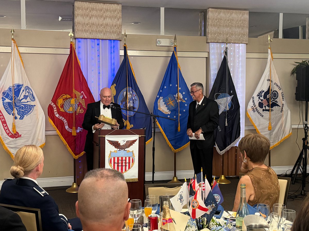 RepFranklin's tweet photo. The Medal of Honor represents the highest standard of courage, sacrifice and service to our nation.

The Second Annual Florida Medal of Honor Memorial Gala brought together military leaders, veterans and supporters, including retired U.S. Army Colonel Mike Borders and Brigadier General Hector E. Pagan, to recognize our nation's most distinguished military heroes. Preserving their legacies and ensuring future generations understand the sacrifices made in defense of our freedoms is an important mission.