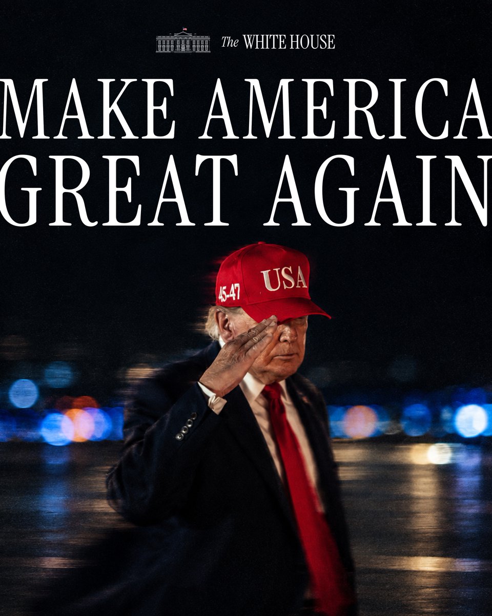WhiteHouse's tweet photo. Secure borders. Safer streets. Record markets. Global strength. Lower drug prices. Bigger tax returns. MAHA. Building a stronger future for the next generation.

ONE MISSION. ONE GOAL. ⚡️ https://t.co/2ZCuSwb4qU