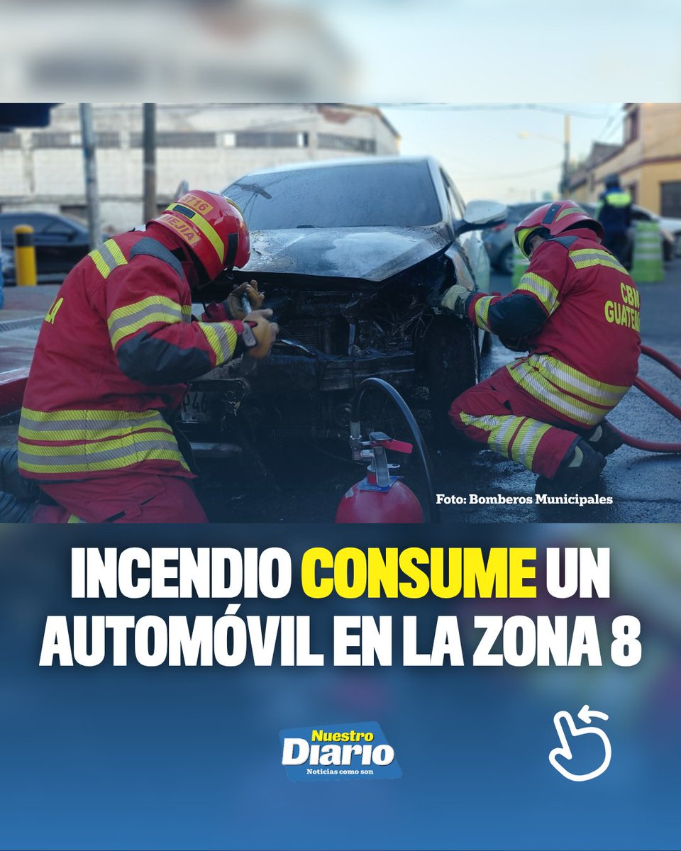 🚒🔥 INCENDIO CONSUME UN AUTOMÓVIL EN LA ZONA 8 🔥🚗 Bomberos Municipales atendieron un incendio en un automóvil ubicado en la 7.ª avenida y 40 calle A, zona…