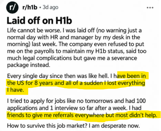 dysinger's tweet photo. This poor Indian was only able to steal American jobs for 8 years. Didn't even make a decade of stealing jobs. https://t.co/kmzMh8oDMw