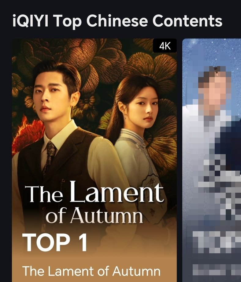 therealyras's tweet photo. #TheLamentofAutumn is now top 1 Chinese content in iQiYi, also top 1 Global charts, w/ the lead's older dramas entering the list like The Best Thing, Legend of the Female General &amp; Footprints of Change.

 #ChengLei #XuRuoHan you are phenomenal https://t.co/0v44ap6XbM