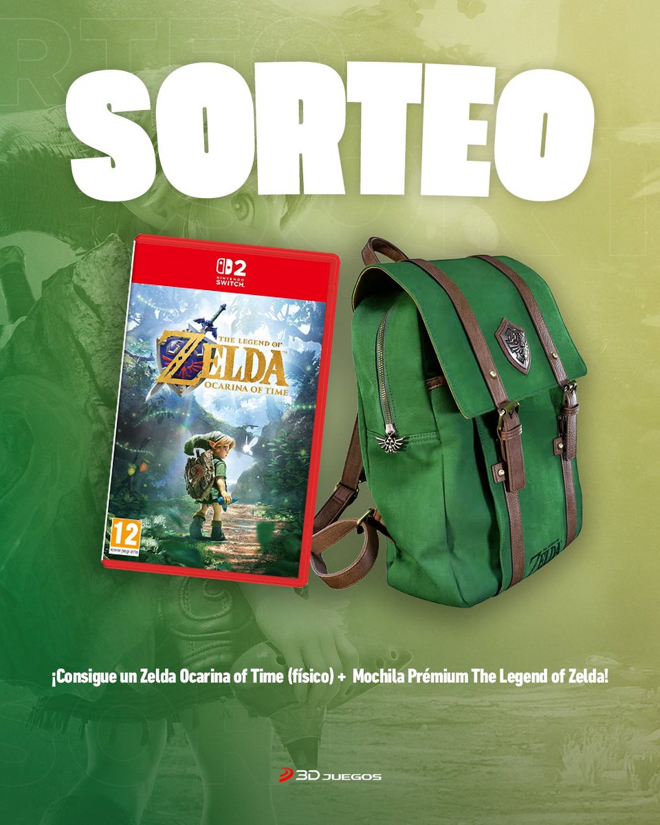 3djuegos's tweet photo. HEY, LISTEN !! 🧚 SORTEO 🔔

¡Consigue una copia física de Zelda Ocarina of Time + Mochila Premium!

🔸 Sigue @3djuegos
🔸 RT esta publicación
🔸 Usa #VuelveOcarinaOfTime y dinos qué esperas más del remake

🇪🇸 Exclusivo residentes España*
⏰ Hasta las 23:59* https://t.co/jzVpRa0qg4