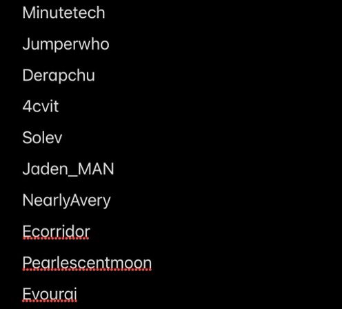 Maplesyrdown's tweet photo. CC names that I think have aura. This is based off the name alone and nothing else.

You’re free to add more in the replies, I wrote this in one sitting and this is all I could think off https://t.co/V8NMtNhmCG
