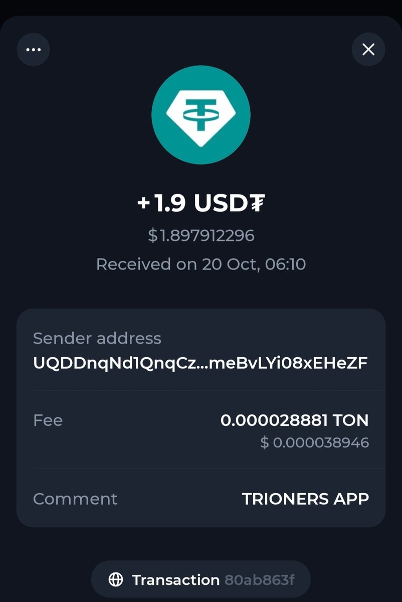 airdrop_testing's tweet photo. TRIONERS MiniApps Instant Payment 😱

👉 Join Here —
https://t.co/gmXvpCQlNf

- Start Mining $T ⛏️
- Complete Tasks 📝
- Daily Check-In 💸
- Withdraw (Min 500 $T) as USDT 💸
- Done.✅️

#Airdrop #Giveaway #binance #task https://t.co/U1a47qiQIq