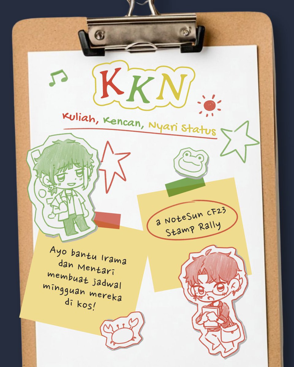 kaodreee's tweet photo. [💚❤️+ 🔁 Appreciated!]
#Notesun Stamp Rally for #CF23 sudah tiba!

Bantu 🎵 dan ☀️mengatur jadwal mingguan kos mereka untuk mendapat hadiah danusan spesial Irama Mentari 😋

Available for both days! (limited stocks)
Ketentuan lebih lanjut dapat dibaca di gambar ^^ https://t.co/IKICl1NQ0S