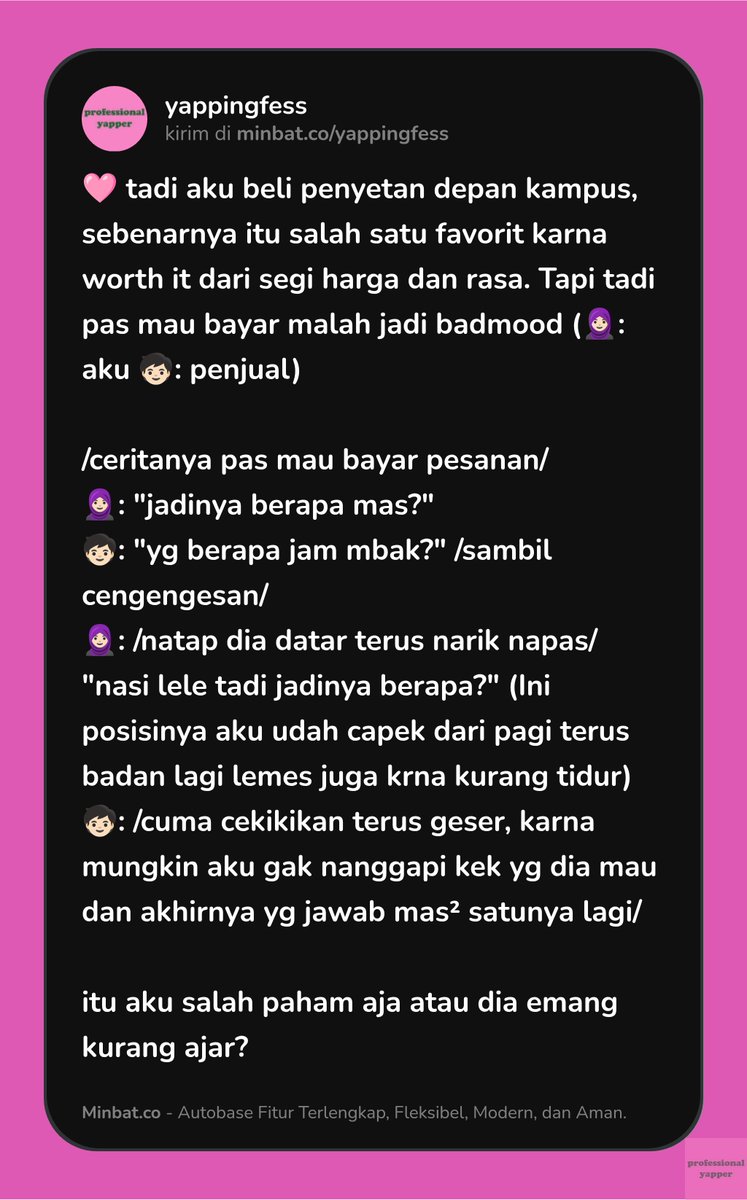 yappingfess's tweet photo. 🩷padahal aku cuma laper dan mau makan anjir https://t.co/qLZnrJulke