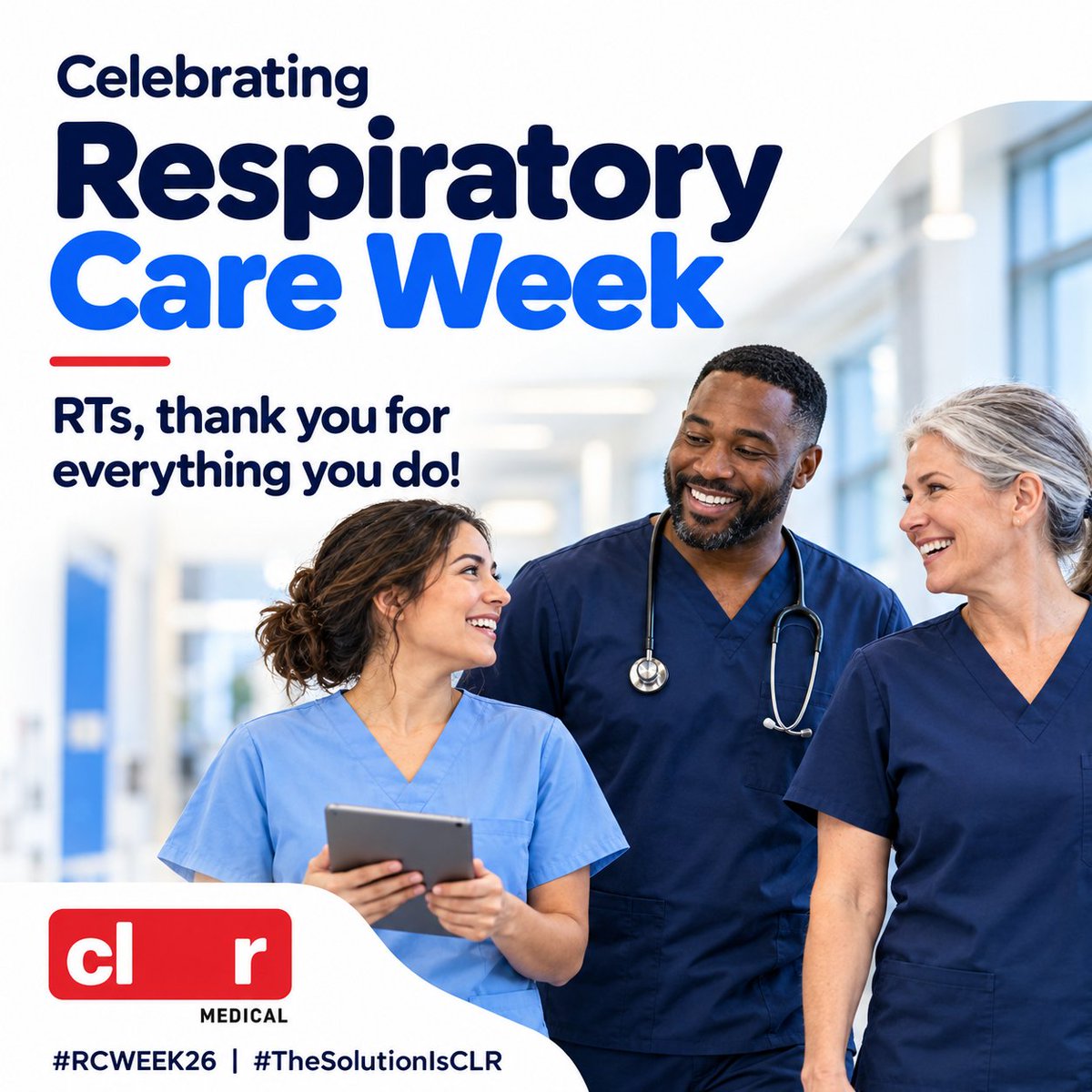 CLRMedical's tweet photo. The CLR team is celebrating Respiratory Care Week. RTs, thank you for everything you do!

#RCWEEK26 #TheSolutionIsCLR @aarc_tweets https://t.co/aAphZLpTva