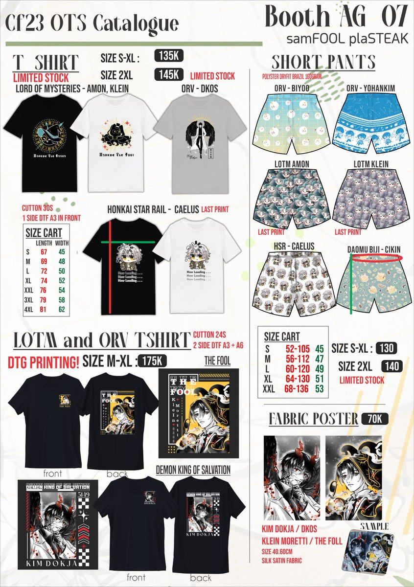 rafa_kecap's tweet photo. RTs💞✨
OTS Catalogue for #CF23 

📌SAT &amp; SUN [31 Oct &amp; 1 Nov] ICE BSD
📍 Booth AG-07 samFOOL plaSTEAK
💳 Cash and Qr ok!
🎨 LOTM, ORV, DMBJ, HSR etc...

#cf23catalogue #comifuro23 #comifuro23catalog 
(1/3) [ORV, LOTM, HSR] https://t.co/IMk8PWr2AQ