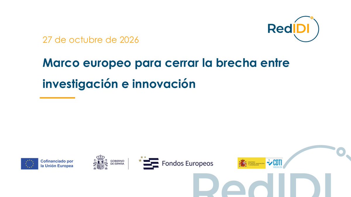 redpoliticasIDI's tweet photo. 📢 Hoy nos reunimos en #RedPolíticasIDI en una jornada informativa dedicada a analizar el marco estratégico de la Unión Europea para cerrar la brecha entre la investigación y la innovación.

🧐 En esta sesión técnica ponemos el foco en:
🔸Los detalles metodológicos y resultados del Informe España del “European Innovation Scoreboard” #EIS 2026
🔸Las principales claves del informe bianual de desempeño “Science, Research and Innovation Performance #SRIP 2026”
🔸Los fundamentos y pilares principales de la propuesta para la futura Ley Europea de Innovación #EuropeanInnovationAct

💻 El vídeo y los materiales de la jornada estarán disponibles próximamente en nuestra web.
🔔 ¡Activa las notificaciones de nuestro perfil para no perderte nada!
🔗https://t.co/tclQSTPypa

#FondosEuropeos #Investigación #Innovación #RedIDI #PolíticasPúblicas #Ciencia #EIA #EIS2026