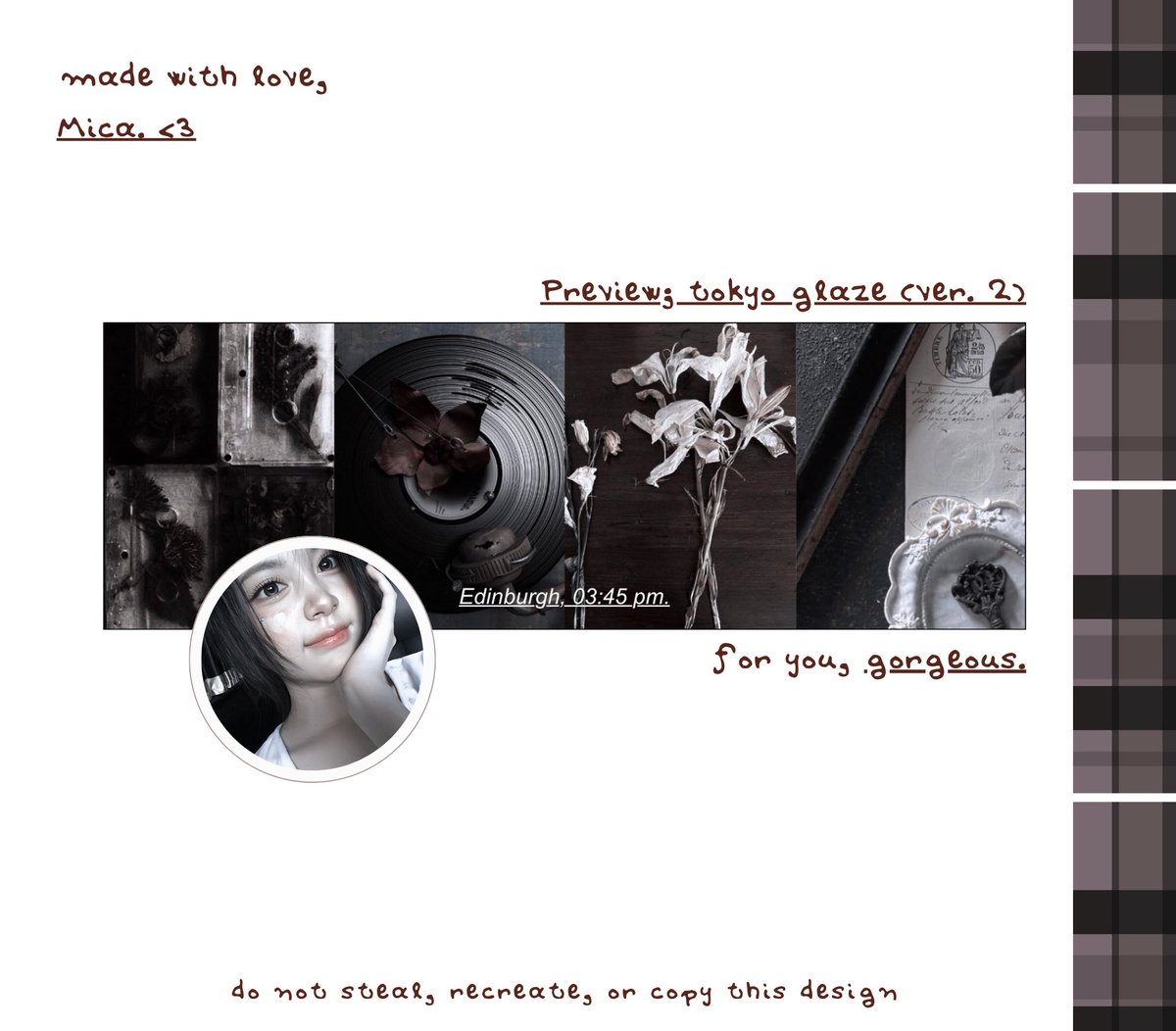 seraphicque's tweet photo. [ 🕯️ ] all interactions are appreciated . . . 

lit the night candle, here comes carmen,
ana,  inde   layout   to   taken  home  and 
loved.  ♡  send  me  a  DM  or  telegram, lovers.  🪷

t. #bealanja https://t.co/Rrf4EVtzTm