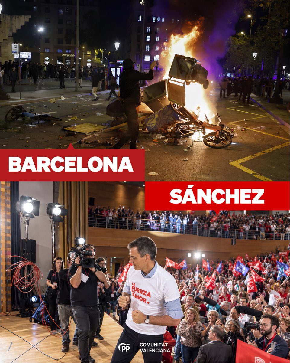 ppcv's tweet photo. Mientras Sánchez bailaba, Barcelona y Bilbao ardían.

Mientras Sánchez recomendaba su playlist, Ceuta era invadida.

Los españoles no merecemos este Gobierno. El 29N, nos jugamos mucho. https://t.co/yWRjJiiIZm