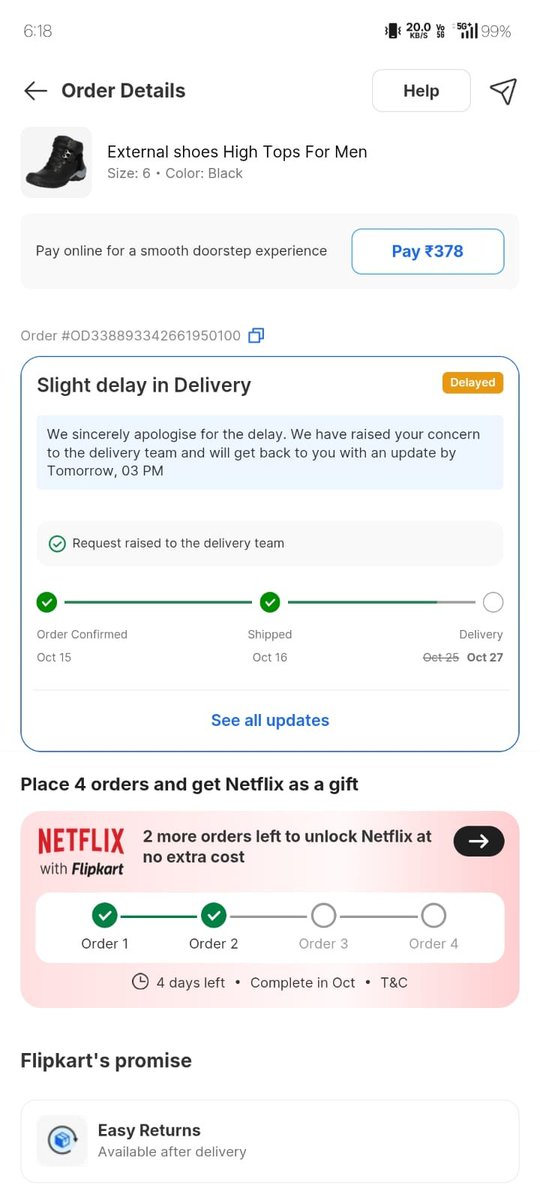 CricketSatyajit's tweet photo. @Flipkart is scam company they are promised me to deliver the product by 25th bt it has been reached earlier on 23rd October 2026 but the delivery agent denied to deliver the product after it was out for delivery so I have requested to reschedule it by 27th means today bt still.. https://t.co/dOoFgIM7gs