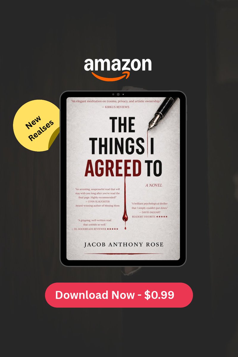 BookBelow's tweet photo. What happens when readers decide your fiction is a confession?

The Things I Agreed To by Jacob Anthony Rose is a gripping psychological thriller about privacy, secrets, and reclaiming your story.

📚Kindle edition just $0.99!

https://t.co/rfgY7Tjv0g

#PsychologicalThriller https://t.co/2uD9UxvqMJ