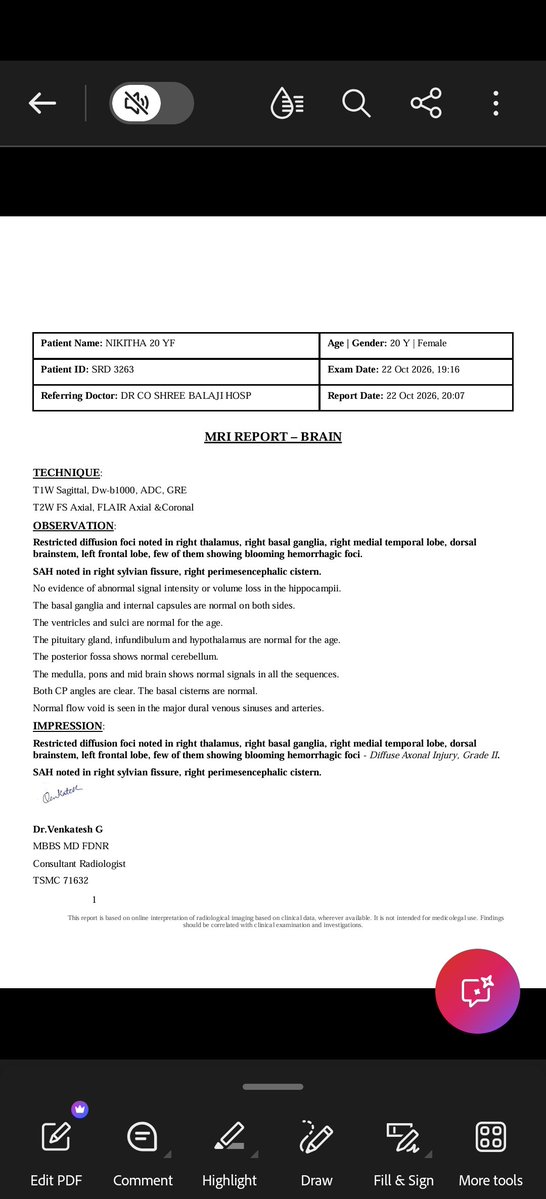 TheRealPKFan's tweet photo. 🙏 URGENT HELP NEEDED | PLEASE SHARE 🙏

20-year-old Nikitha met with a serious accident and sustained a severe brain injury. Her MRI and CT reports show brain hemorrhages and Diffuse Axonal Injury (DAI). She is currently undergoing treatment.

Her family has already spent around ₹5 lakhs on her treatment and is now unable to afford further medical expenses. 

🙏 Please help Nikitha. Every contribution matters. Kindly share.

📲 PhonePe / Google Pay: 9502480084

Your support can make a difference. ❤️
