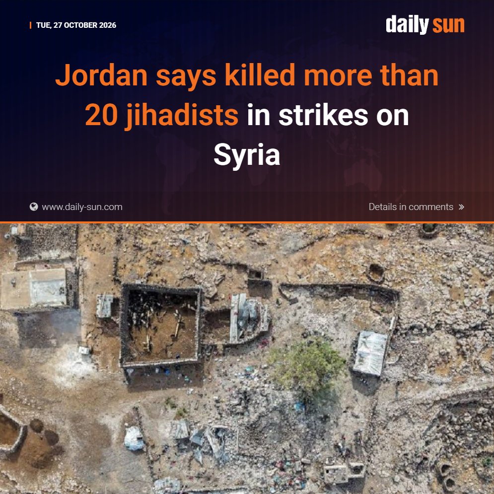 dailysunbd's tweet photo. Jordan says ki'lled more than 20 jihadists in strikes on Syria
#Jordan #Syria #Airstrikes #Jihadists #Counterterrorism #MiddleEast #RegionalSecurity #DailySun
https://t.co/jYpkyW04A9 https://t.co/fLqWciVMsQ