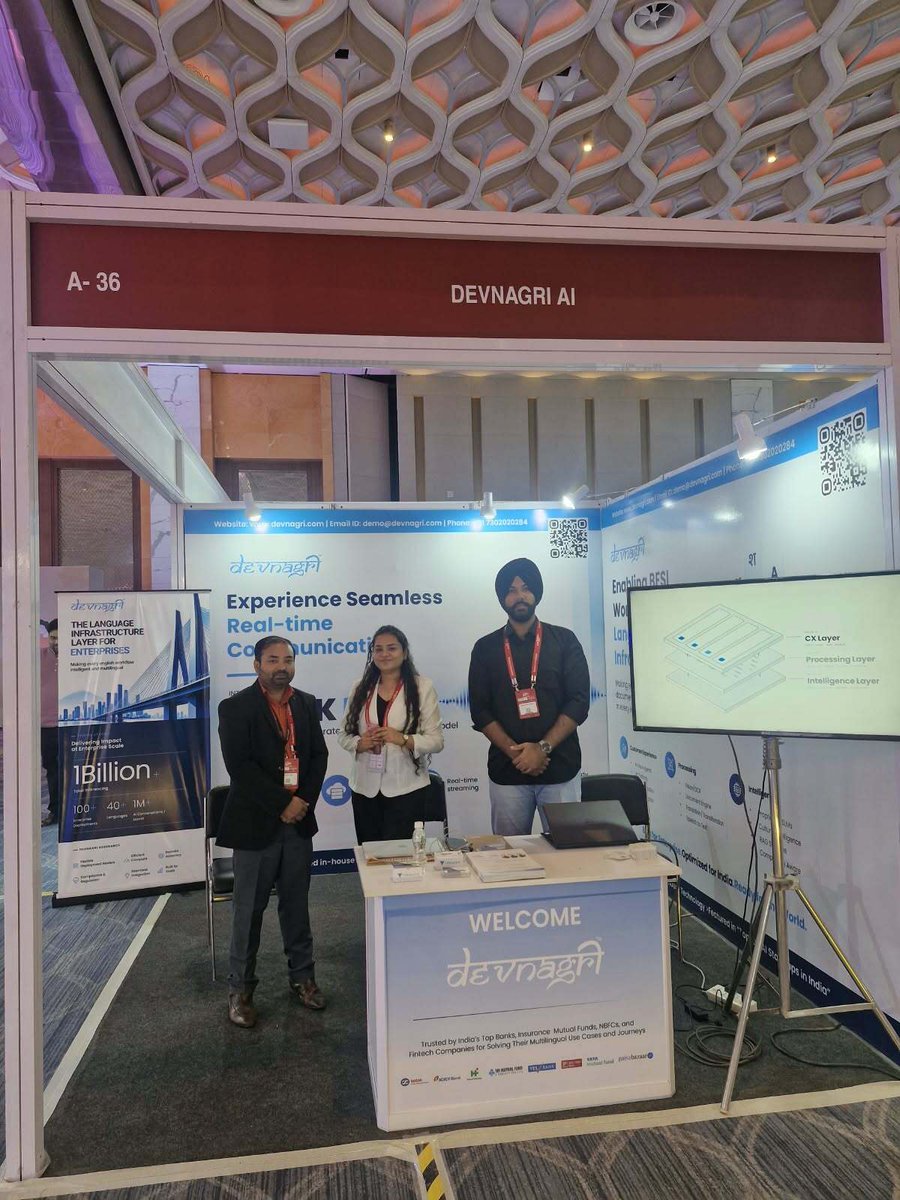 Devnagri_AI's tweet photo. Day 2 at the #BSBFSIInsightSummit2026 brought another day of engaging conversations, fresh perspectives, and exciting possibilities for the future of financial services!
Catch us at Booth A36, Jio World Convention Centre, Mumbai.
#BFSIInsightSummit #BusinessStandardEvents https://t.co/jjjvRQMW77